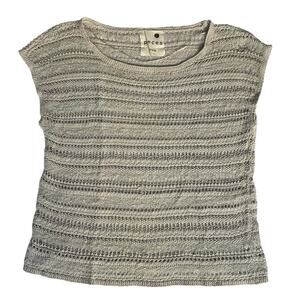 Pieces Kensie Women’s Sleeveless Tunic Knitting Blouse, size L, Gray,See Through
